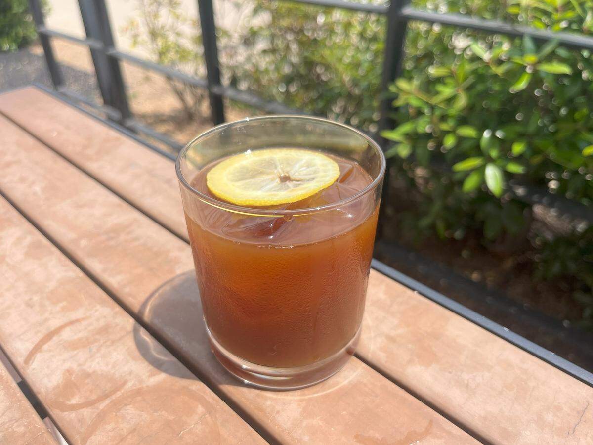 The Doke Sunrise is a Kyoto style cold brew beverage that has orange juice and coffee at Ascension in Fort Worth.