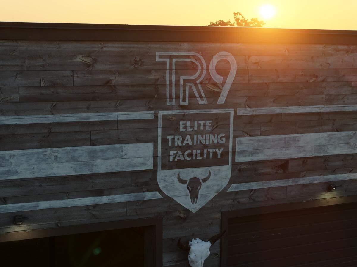 The entrance to TR9 Ranch in Parker County, a major training site for performance horses.