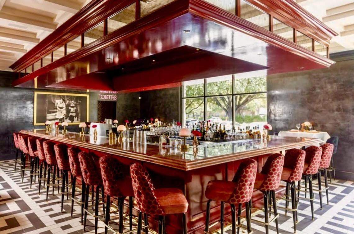 The bar at Le Margot in the Trinlty Commons shopping center in Fort Worth.