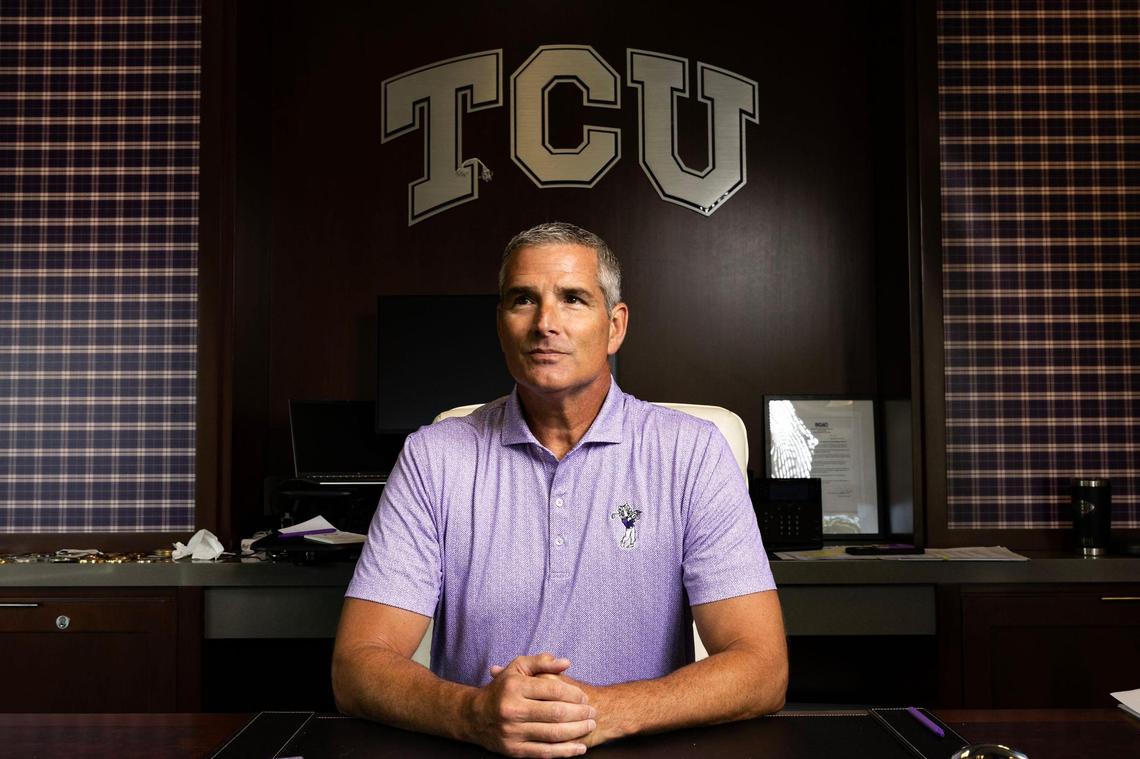 Mike Buddie, the new Athletic Director at TCU, is photographed in his office at the Schollmaier Arena in Fort Worth on Thursday, June 5, 2025.