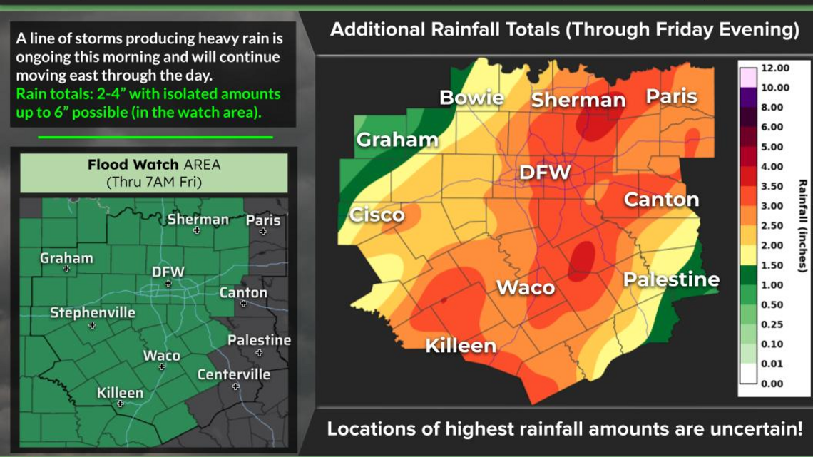 Power outages, flooded roads, canceled flights with heavy rain in North Texas Thursday