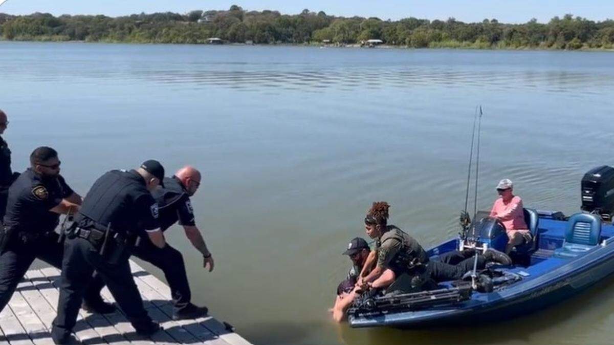 Police from Fort Worth and Lake Worth used a boat to pull a man out of a lake Tuesday after he fled from officers trying to arrest him, according to Lake Worth Police Chief J.T. Manoushagian.