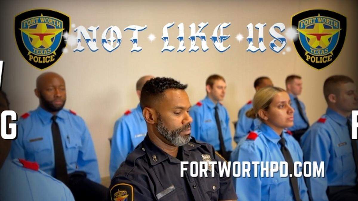 A thumbnail from the Fort Worth Police Department’s parody of Kendrick Lamar’s “Not Like Us.”