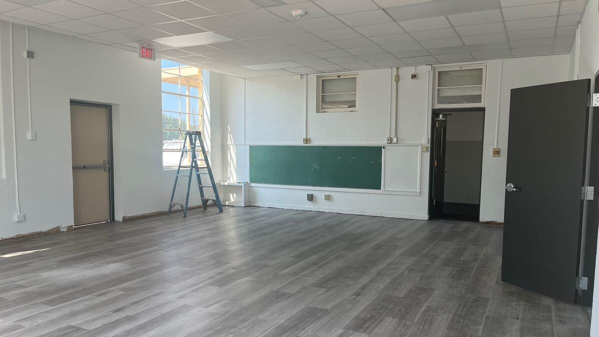 The former Fort Worth Independent School District Applied Learning Academy is undergoing renovations, including new paint, lighting, floors and window treatments to become the New Heights Adult High School.