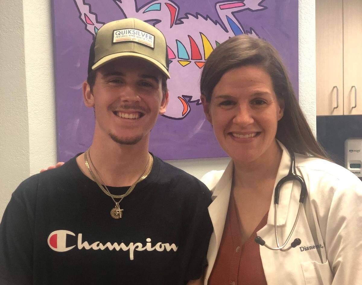 Trystan Zohfeld (left) was hospitalized for 18 days at Cook Children’s Hospital in Fort Worth when his lungs failed in July. His doctors, including Dr. Diane Arnaout (right), determined his respiratory failure was caused by vaping e-cigarettes.