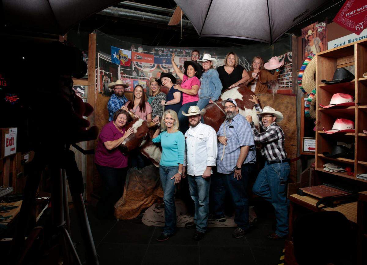 Aug. 11, 2017: Staff at Billy Bob’s Texas, clockwise from upper left: Michael Armstrong, Khrystyn Henry, Shanda Cartwright, Kathi Jo Tompkins, Rosie Rodriguez, Rusty Sutton, Kara Bell, Stephanie Jury-Park, Gail Grogan, Michael Bubel, Aaron Pettijohn, Chef Chris Fersch, Pam Minick, Sherri Wilson