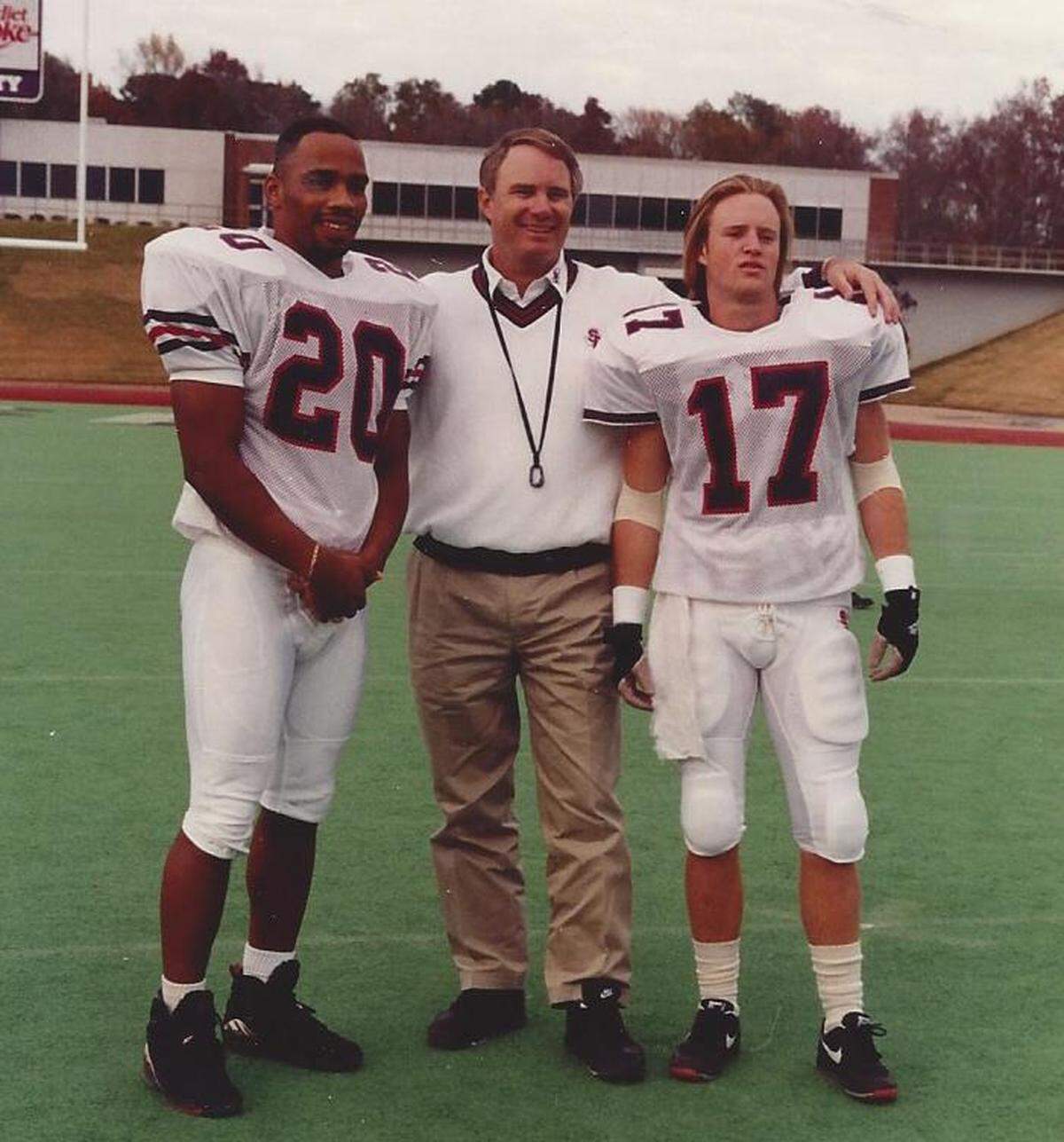 Curtis Luper (left) with John Pearce (center) and Mike Pearce (right) in 1993 at Stephen F. Austin.