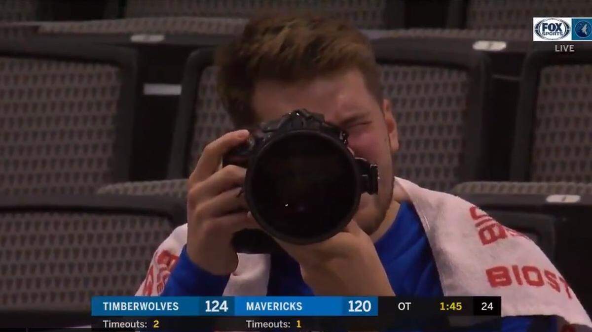 Luka Doncic had some fun on the sidelines during the Dallas Maverick’s overtime loss to Minnesota.