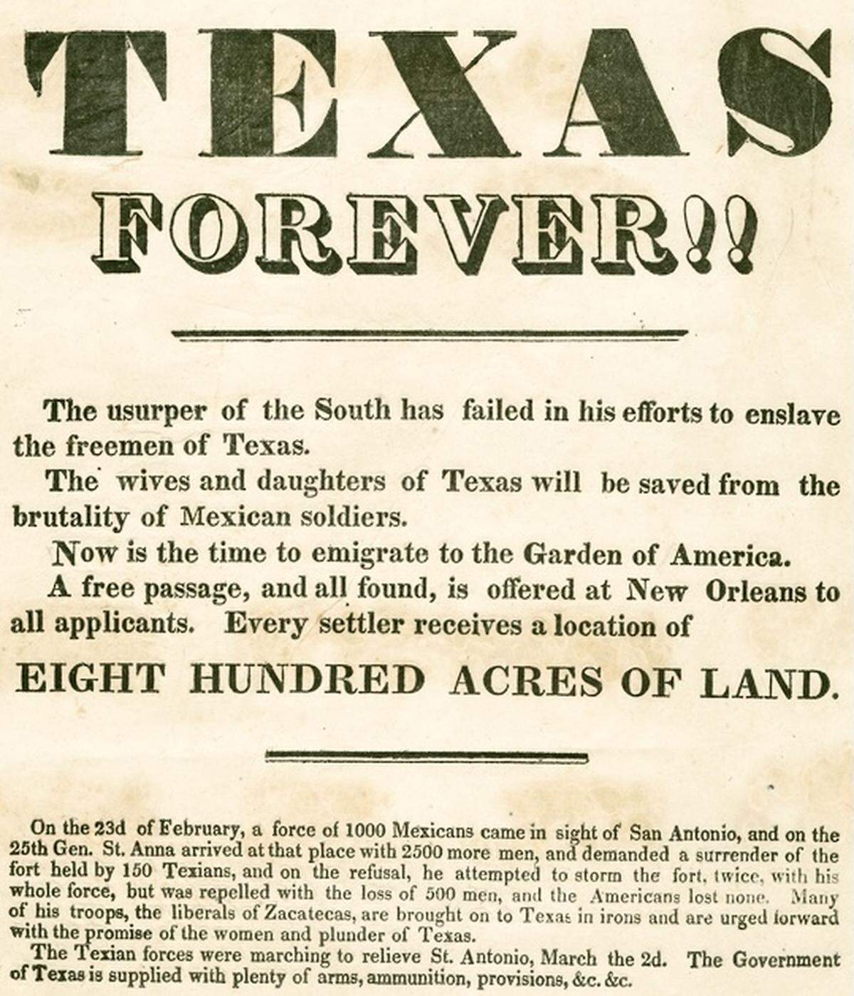 A flyer recruited Southerners to move to Texas.