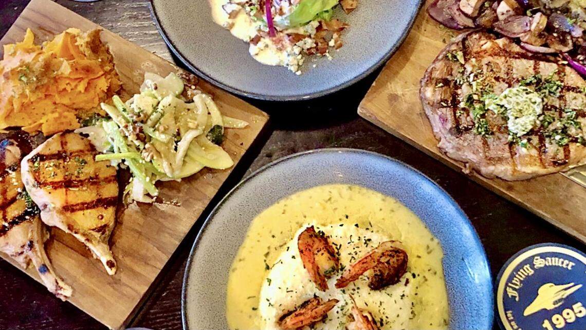 The Bird Cafe Valentine’s Day takeout menu, served at The Flying Saucer, includes choices such as pork chops, shrimp-and-grits and a ribeye.