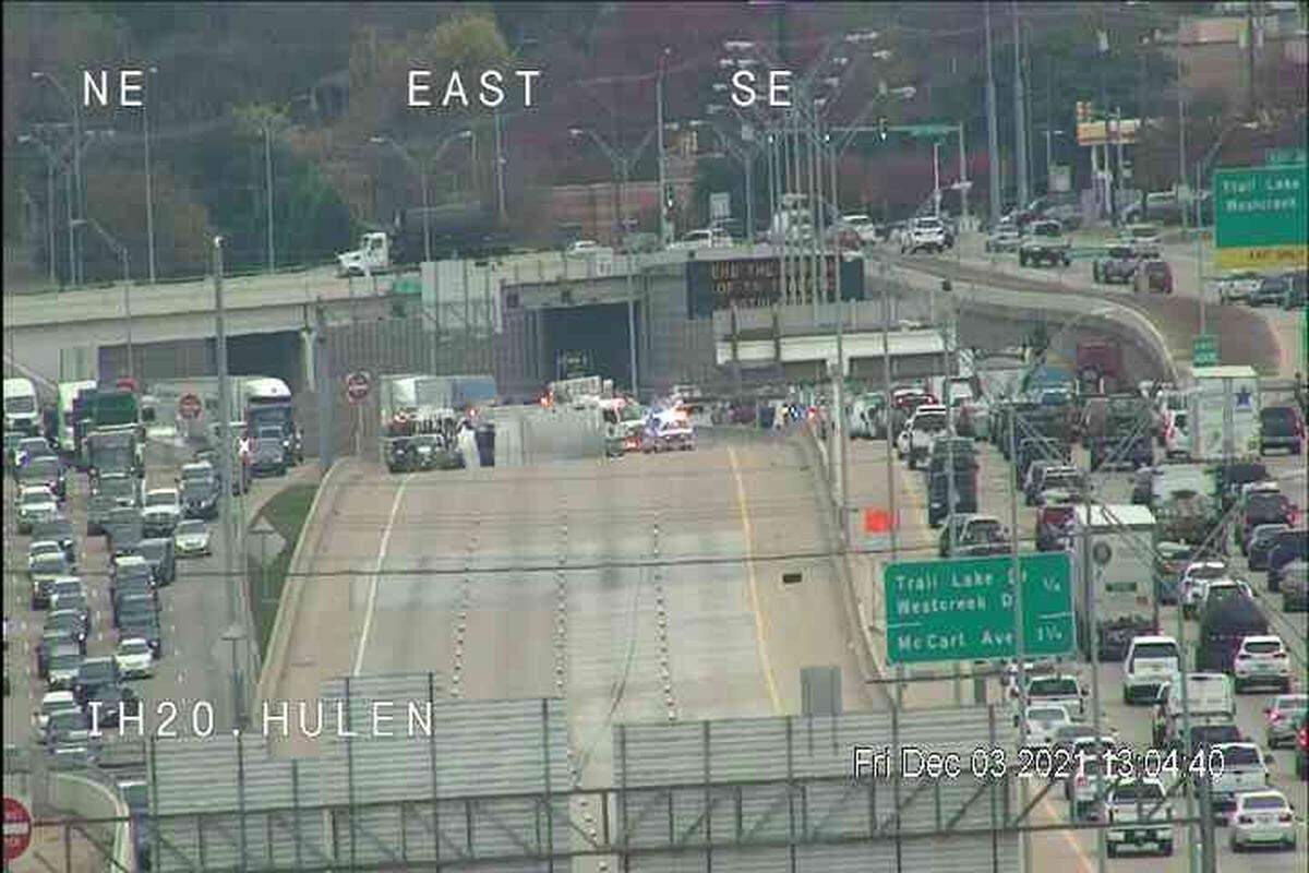 Some westbound I-20 lanes in Fort Worth were closed after an 18-wheeler overturned, police said Friday afternoon.