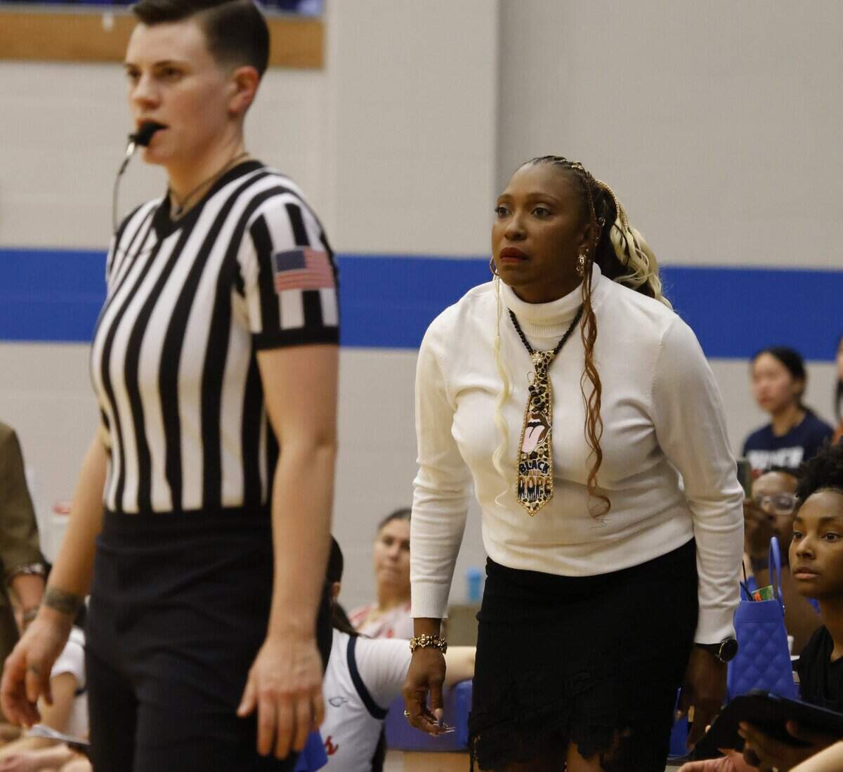 North Crowley head coach Lori Shead watches her offense during the first half of a UIL Class 6A Division I girls regional semifinals basketball playoff game at Grand Prairie High School in Grand Prairie, Texas, Tuesday Feb. 24, 2026.