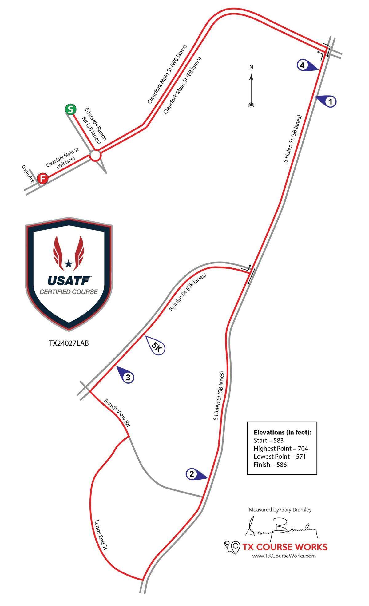 YMCA Fort Worth’s 8K Turkey Trot map.