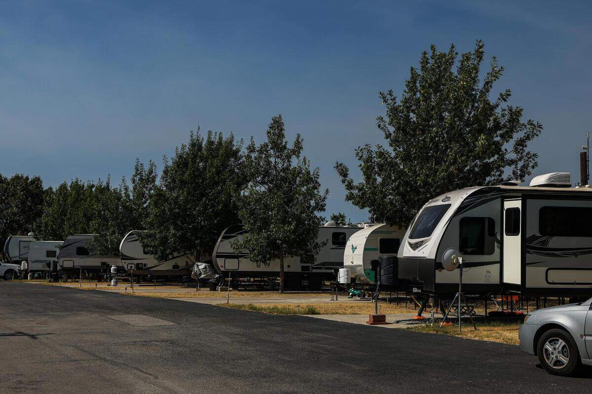 Multiple RV’s line the streets at Gallagher Acres RV Park in Fort Worth on Wednesday, August 23, 2023.
