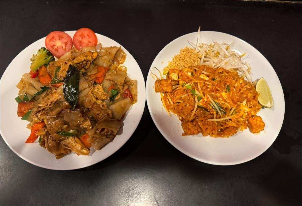 Drunken noodles and pad thai at Tuk Tuk Thai in Fort Worth