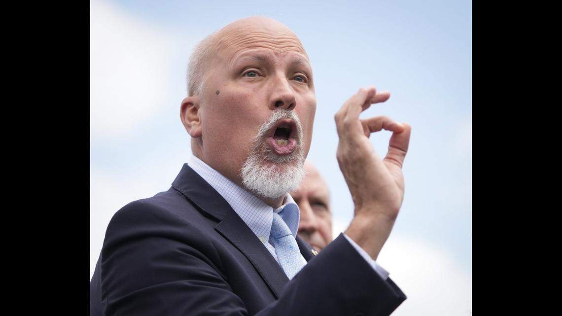 Texas Republican Rep. Chip Roy speaks outside of the U.S. Capitol in May. (Jack Gruber-USA TODAY)