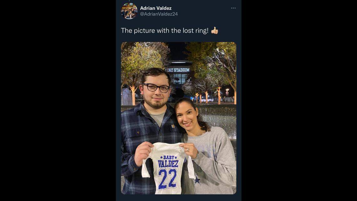 Niko Valdez dropped the ring in a fountain while proposing to his girlfriend at AT&T Stadium.