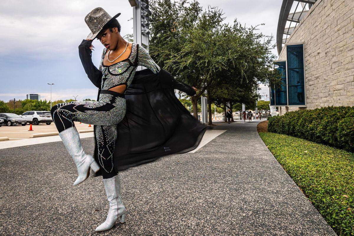 Izahia Ulett poses for a portrait before entering Beyonce’s Renaissance World Tour at AT&T Stadium in Arlington on Thursday, Sept. 21, 2023.