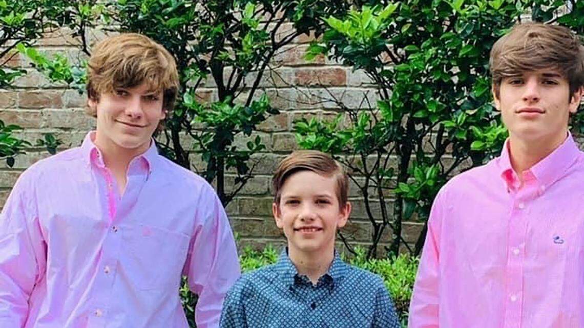 This undated photo provided by the family via Houston Northwest Church shows, from left to right, Carson Collins, Hudson Collins and Waylon Collins, who authorities believe were all killed by Gonzalo Lopez, 46, a convicted murderer who escaped from prison.