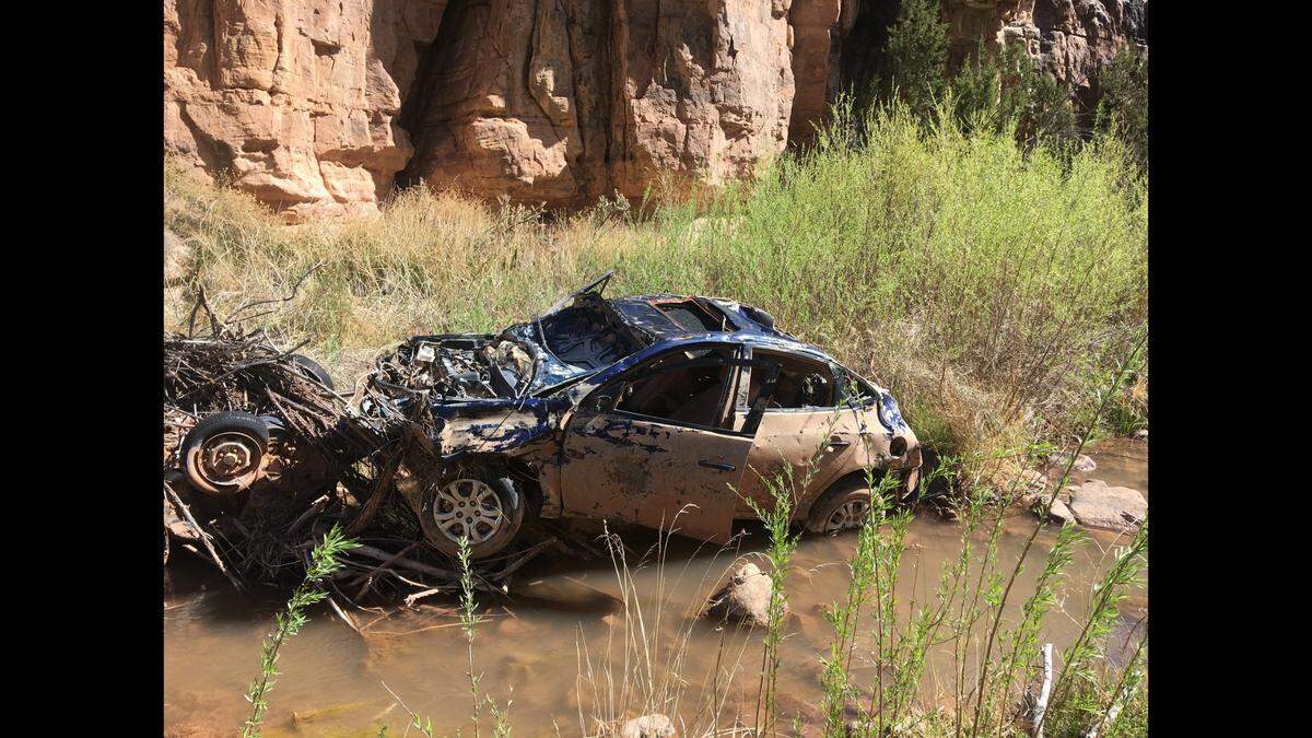 It is believed the cars were driven over the top of the cliff at Bluewater Canyon in New Mexico.