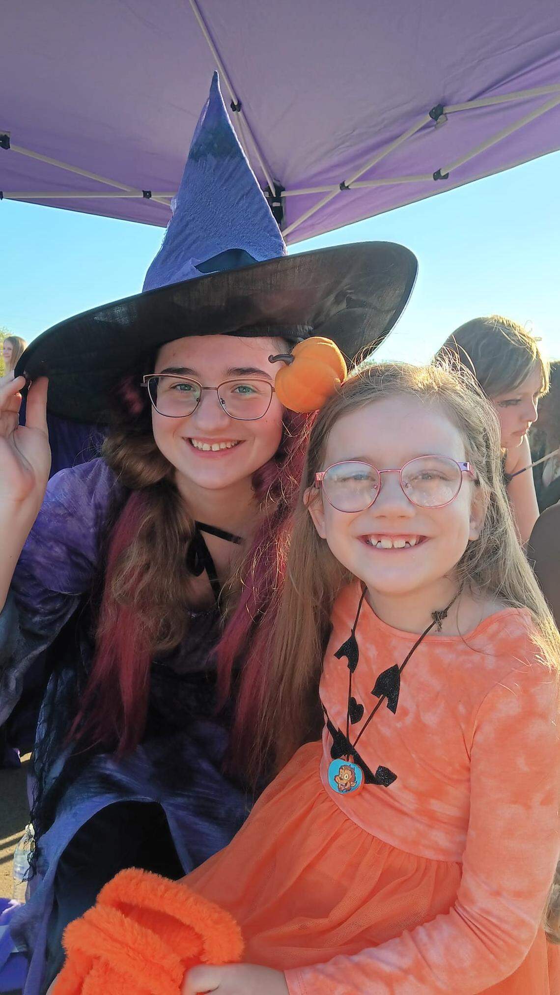 Lera Lytvynenko (left) and Liza Novosolova (right) celebrating Halloween in Fort Worth.