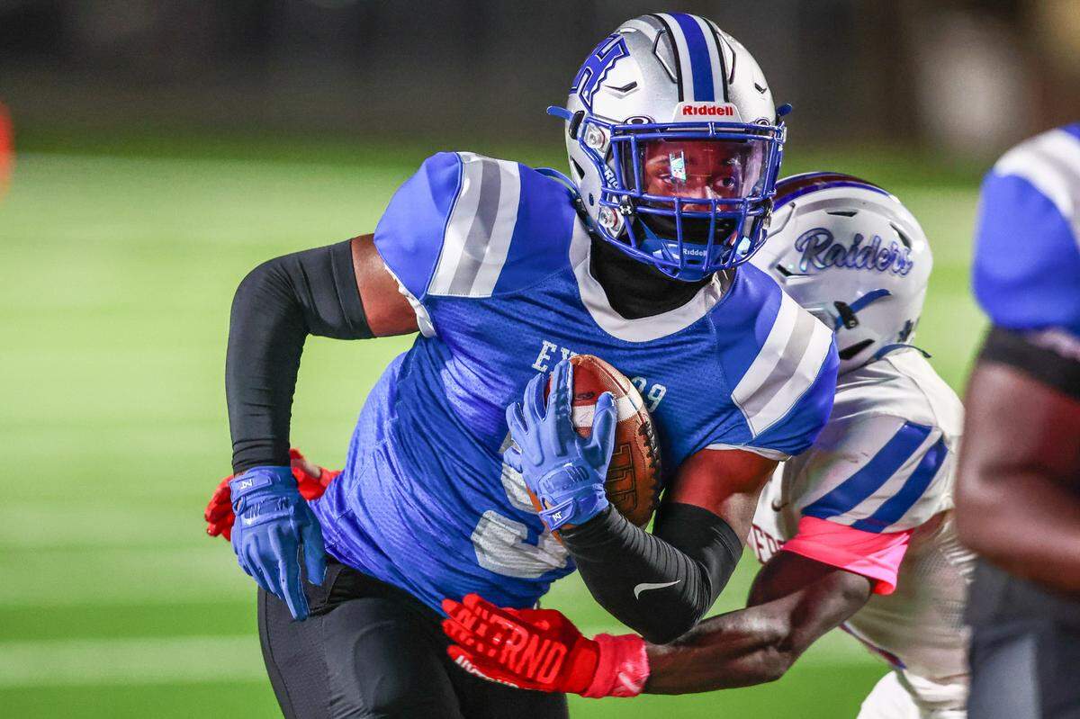 Fort Worth Eastern Hills running back R.J. Medlock-Porter runs for a two-point conversion against Fort Worth Southwest on Thursday, Oct. 17, 2024 at Scarborough-Handley Field in Fort Worth, Texas.