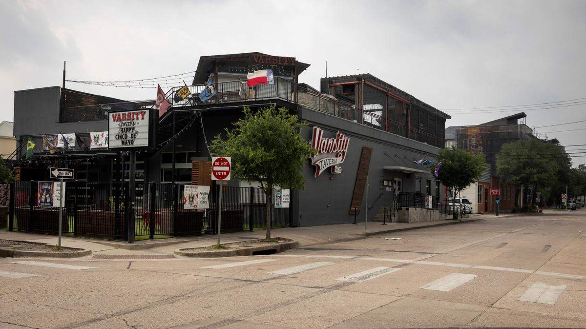 Varsity Tavern in the West 7th district of Fort Worth in a May 2022 archive photo. Two people were shot when a gunman opened fire into a crowd outside the bar in May.