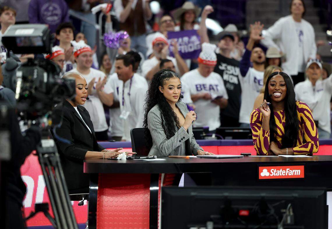 ESPN College GameDay films at Texas Christian University's Schollmaier Arena on Sunday, March 1, 2026.