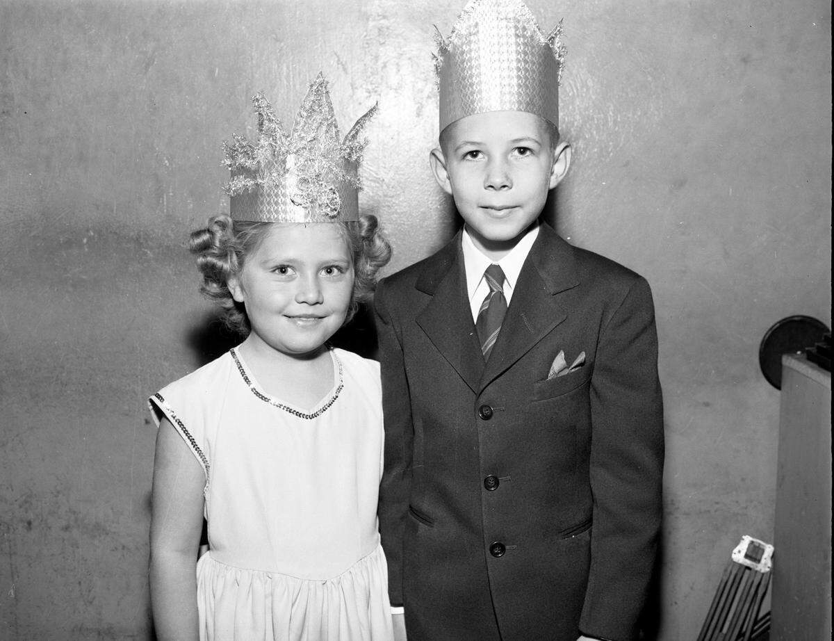 Oct. 29, 1946: Curtis Merly Sides and Nancy Louise Jolly were crowned king and queen of White Settlement Elementary School carnival. Curtis is the son of Mr. and Mrs. William F. Sides. Nancy is the daughter of Mr. and Mrs. Floyd E. Jolly.