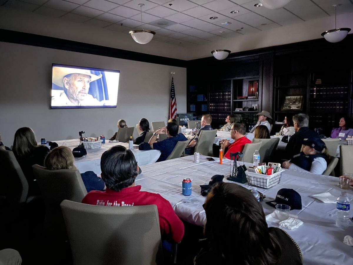 American Association of Professional Landmen members watch the first episode of “Landman.”
