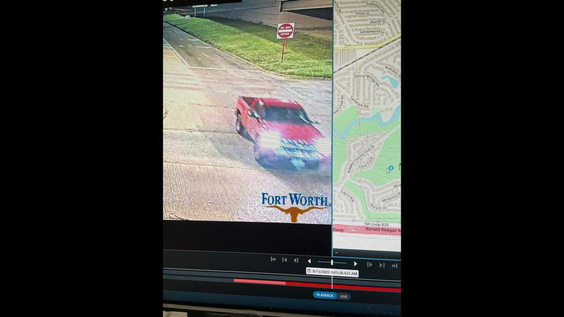 Investigators are trying to locate a red Chevrolet Silverado, believed to be a 2007-2013 model, which would be missing a right inner wheel well. Anyone with information regarding the suspect vehicle is asked to call the Benbrook Police Department at 817-249-1610.