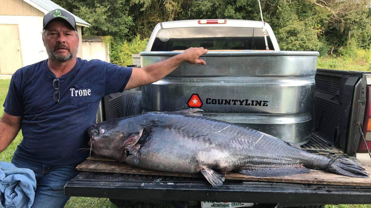 A fisherman set a new state record in Georgia when he reeled in a 110-pound ‘monster’ catfish.