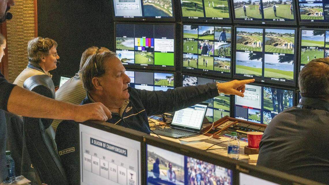 “2020 AT&T Pebble Beach Pro-Am” -- Coverage of the PGA Tour’s 2020 AT&T Pebble Beach Pro-Am, scheduled to air on the CBS Television Network. Pictured (L-R): Mark Dibbs and Lance BarrowPhoto: Tom G. O’Neal/CBS ©2020 CBS Broadcasting, Inc. All Rights Reserved.
