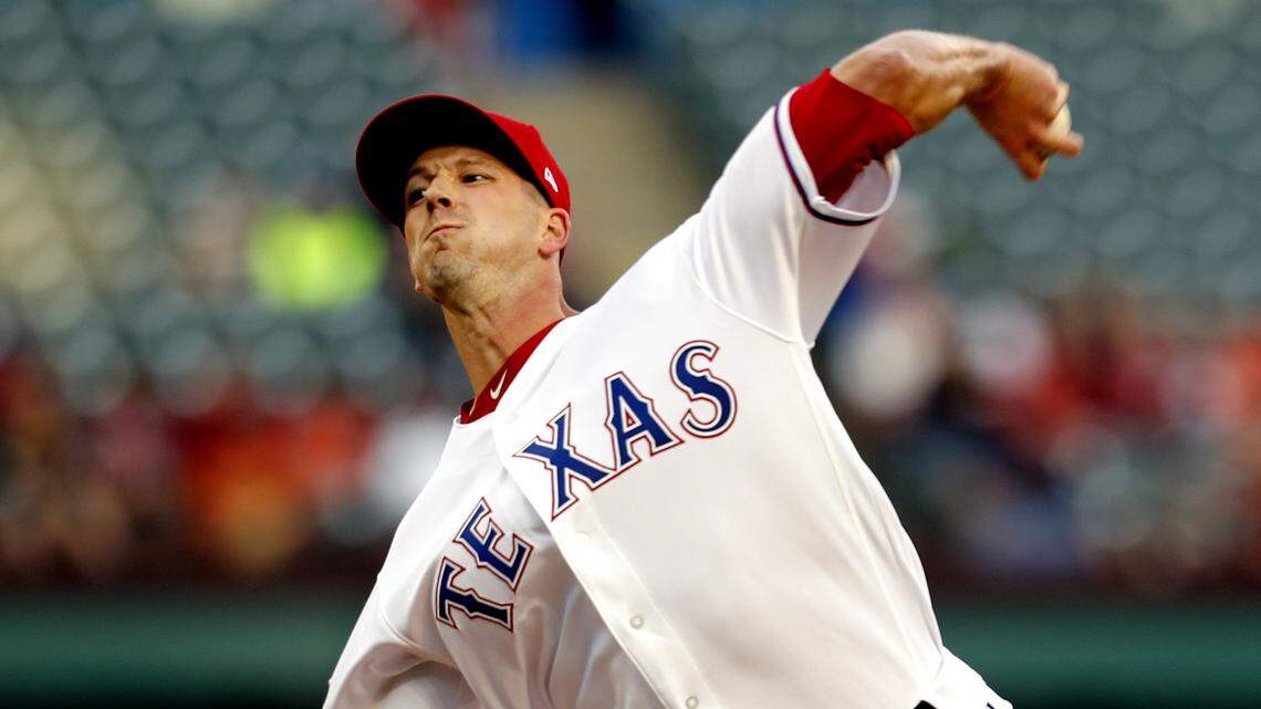 Drew Smyly allowed only one run Monday in his Rangers debut, but a high pitch count forced him out of the game after three innings.
