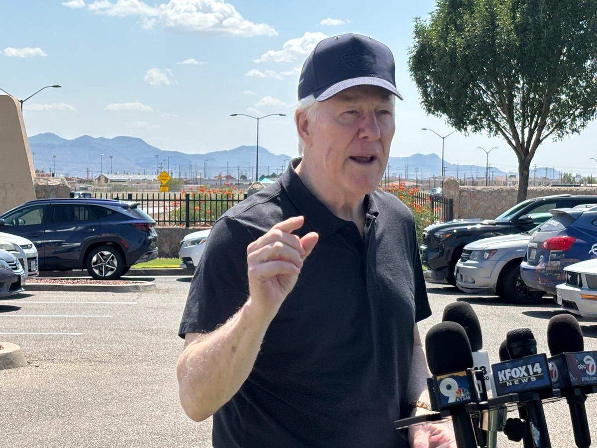 U.S. Sen. John Cornyn after a tour of a new U.S. Immigration and Customs Enforcement migrant processing and detention facility in August at Fort Bliss in West Texas.
