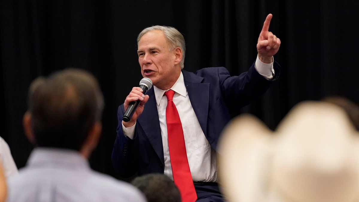 In this file photo, Gov. Greg Abbott addresses supporters after a September 2022 candidate debate.