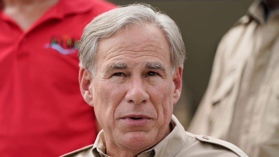 Texas Gov. Greg Abbott speaks during a news conference along the Rio Grande, Tuesday, Sept. 21, 2021, in Del Rio, Texas.