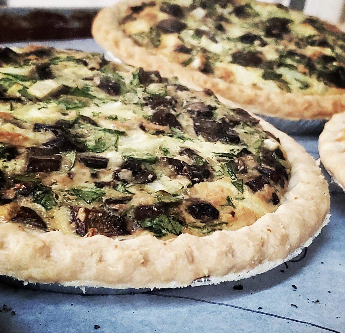 Quiche is available Fridays and Saturdays at Swiss Pastry Shop.