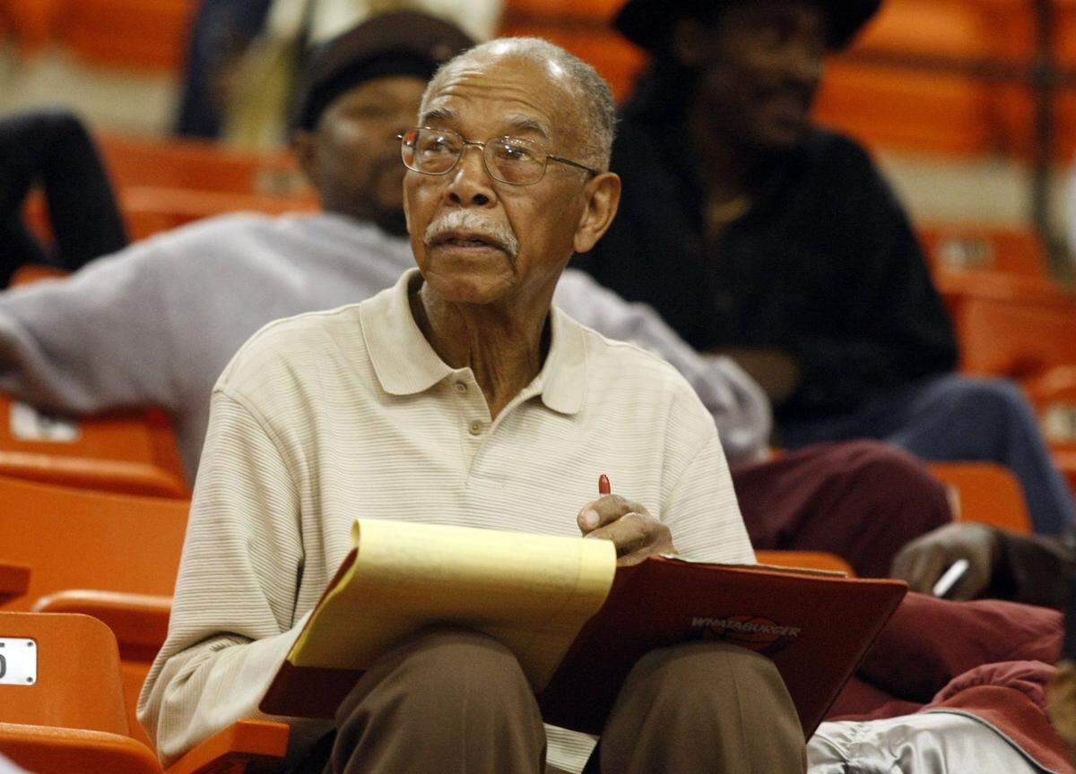 Former Dunbar head coach Robert Hughes Sr. scouts the game from the stands during the Dunbar vs O.D. Wyatt Boys High School basketball game at Wilkerson-Greines Acivity Center in Fort Worth on January 10, 2009. Fort Worth Star-Telegram/Sharon M. Steinman