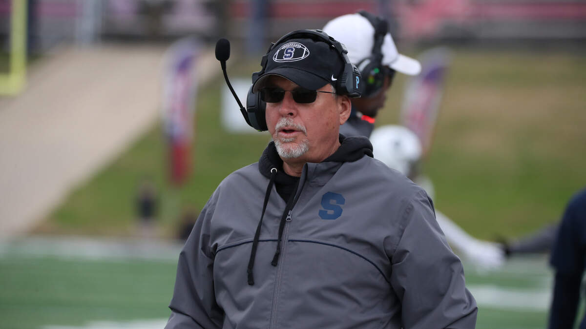 Fort Worth All Saints head coach Aaron Beck roams the sidelines at Waco ISD Stadium in Waco, Texas, on Saturday, Dec. 7, 2024.