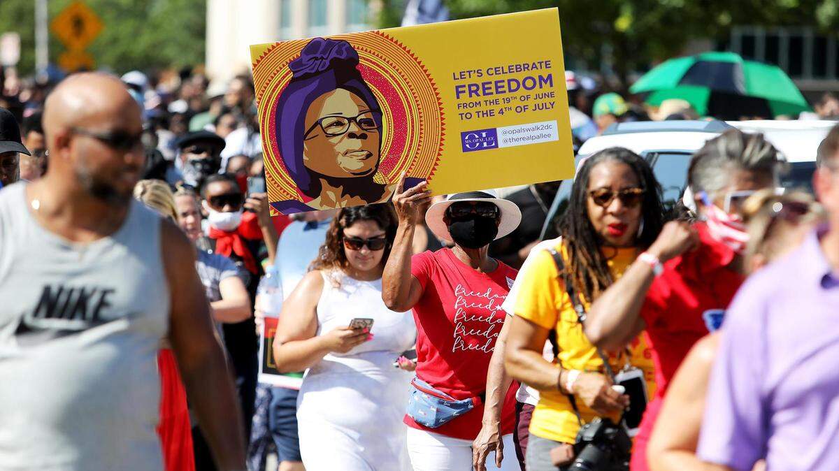 The National Juneteenth Museum will host its inaugural Freedom Vibes Festival from June 19-22 to celebrate the spirit of the Juneteenth holiday. Here, community members march through the Historic Southside during Opal Lee’s annual Juneteenth walk on June 19, 2021.