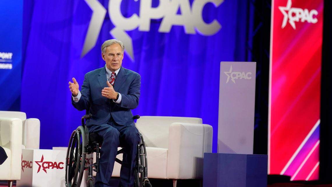 Texas Gov. Greg Abbott speaks at the Conservative Political Action Conference (CPAC) on Thursday in Dallas. (AP Photo/LM Otero)
