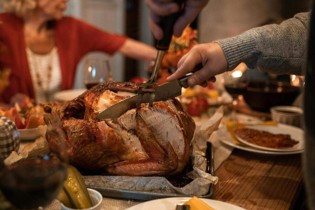 A Thanksgiving turkey feast. Stock image.