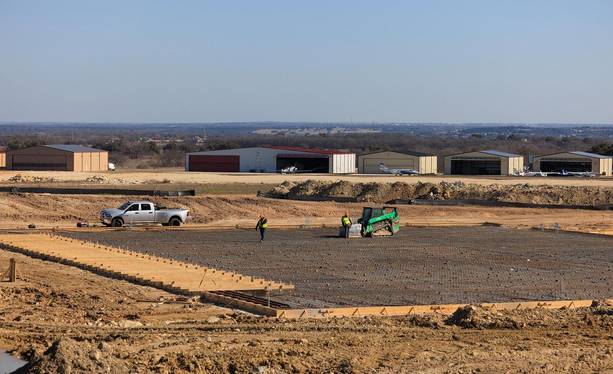 Seven hangars are under construction at Granbury Regional Airport, which expects to add 31 within five years.