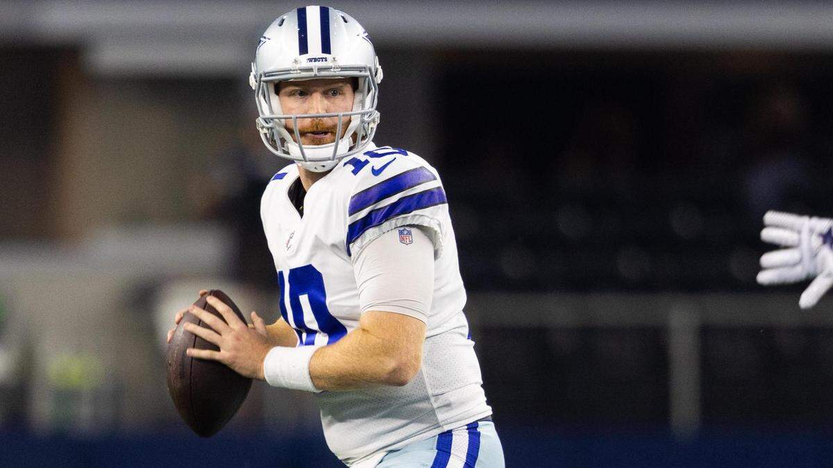 Dallas Cowboys Cooper Rush looks to throw the ball after Dak Prescott left the field with injury during the second half of the game against Tampa Bay Buccaneers Sunday, Sept. 11, 2022, at AT&T Stadium in Arlington.