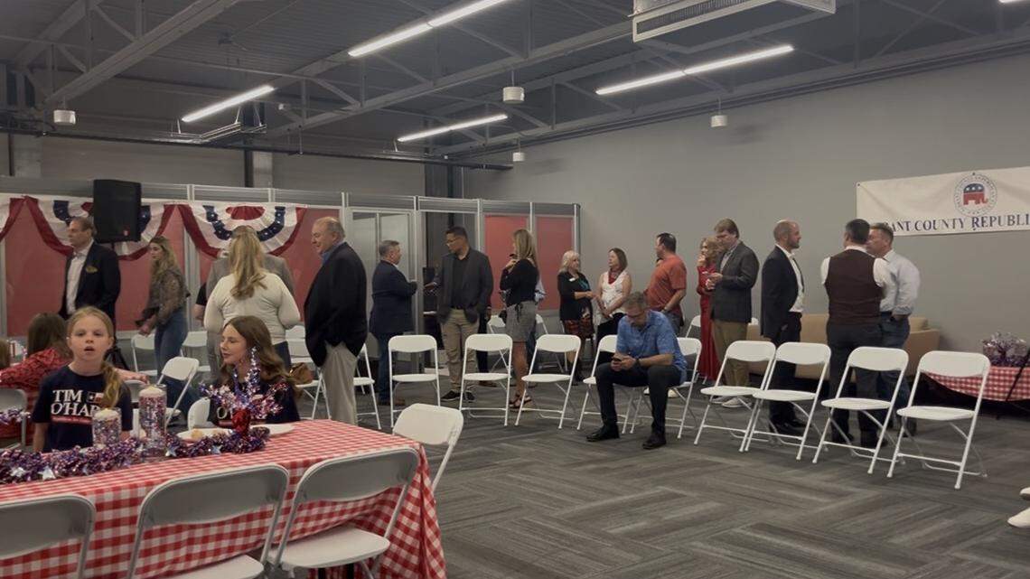Family, friends and candidates gather at the Tarrant County GOP’s election night watch party on Tuesday March 3, 2026.
