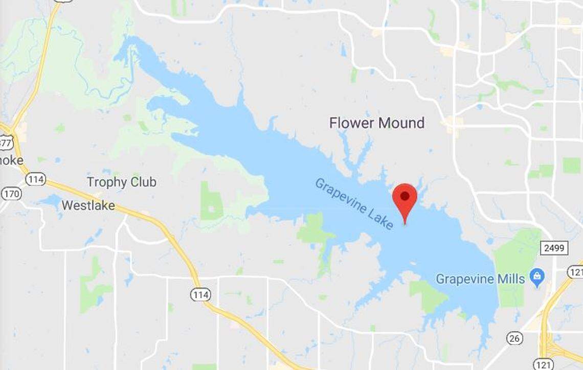 Officials were searching for a missing 19-year-old at Grapevine Lake Wednesday who fell from a sailboat.