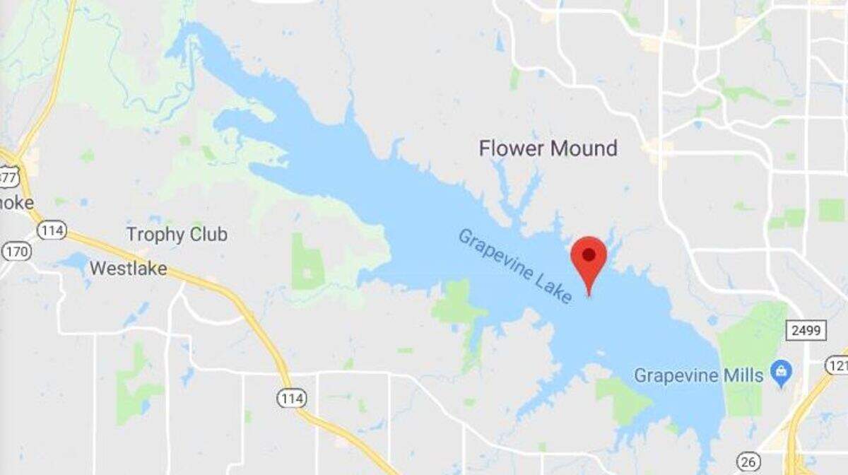 Officials were searching for a missing 19-year-old at Grapevine Lake Wednesday who fell from a sailboat.