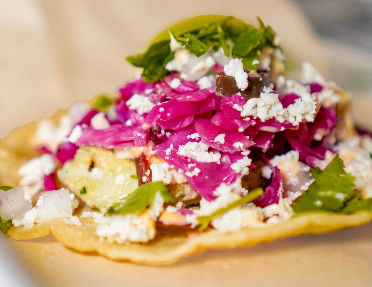 A chipotle brisket taco at Taco Heads.