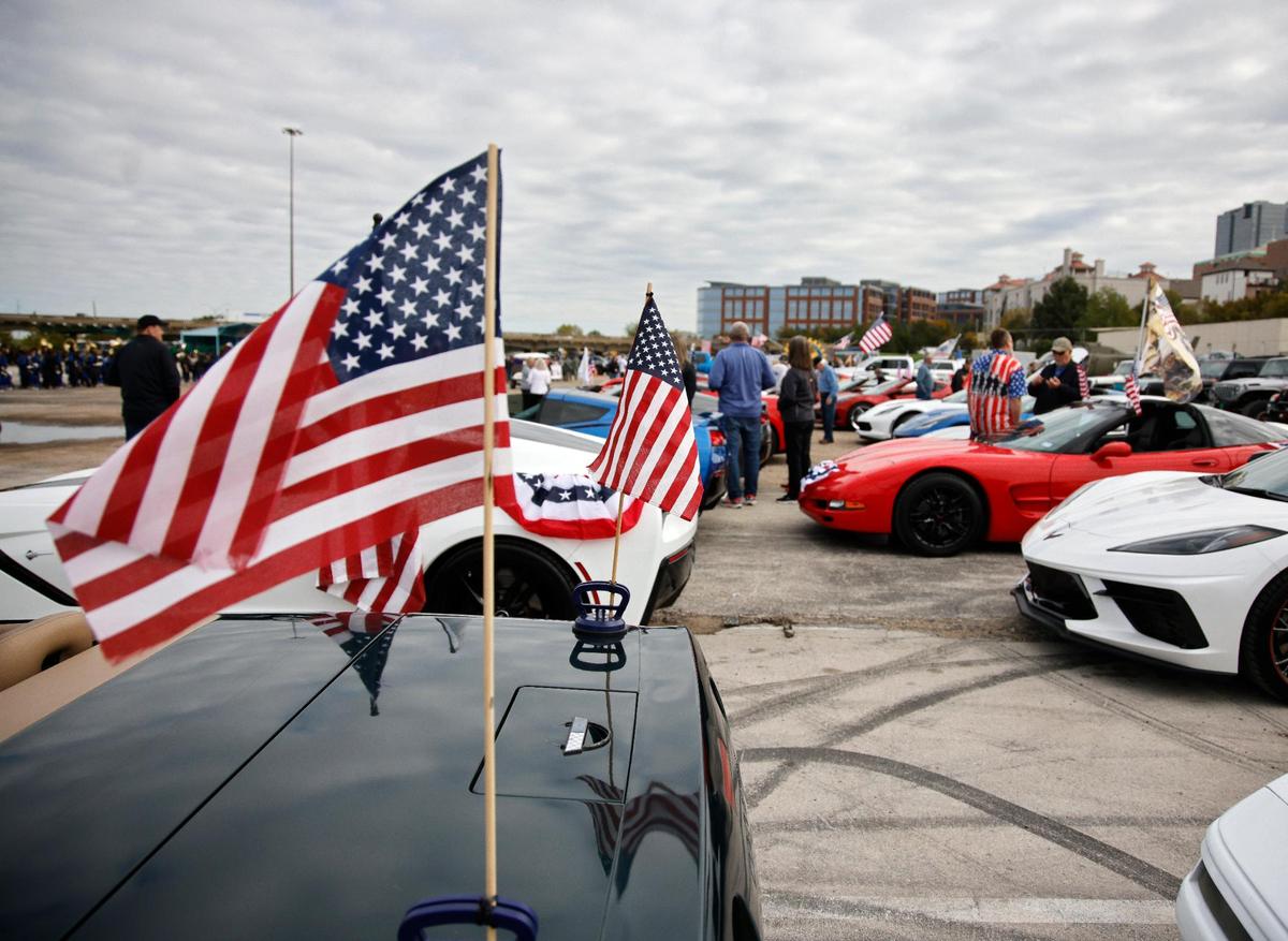 The Corvette club readies for the 2023 Tarrant County Veterans Day Parade.